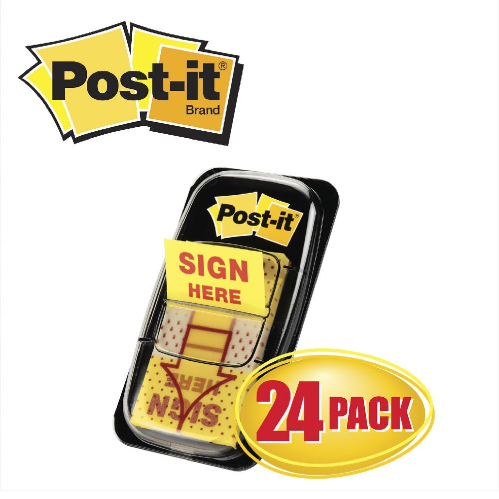 Post-it Sign Here Flags Yellow 24 Pack