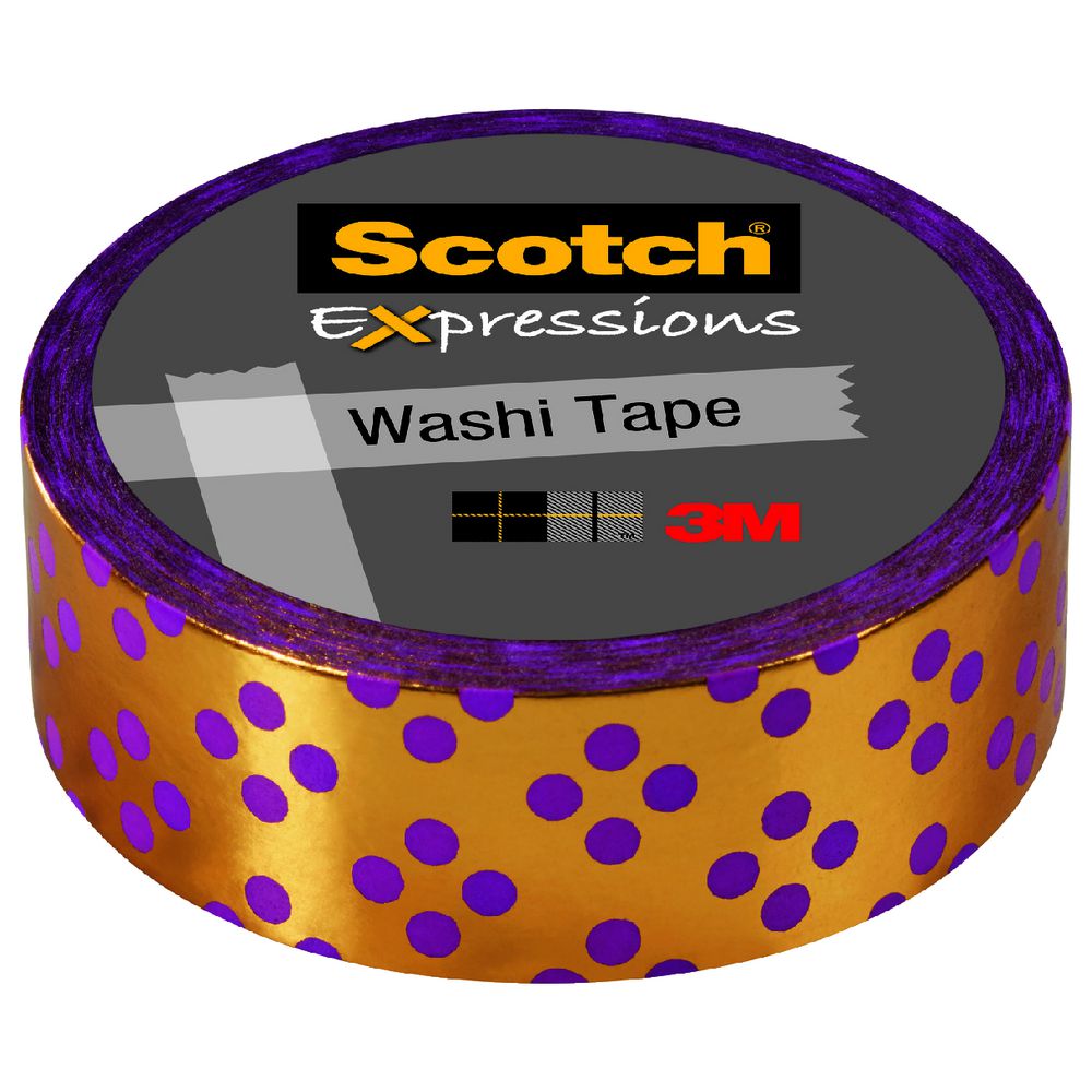 Scotch Expressions Foil Tape 15mm x 7m Purple Dot