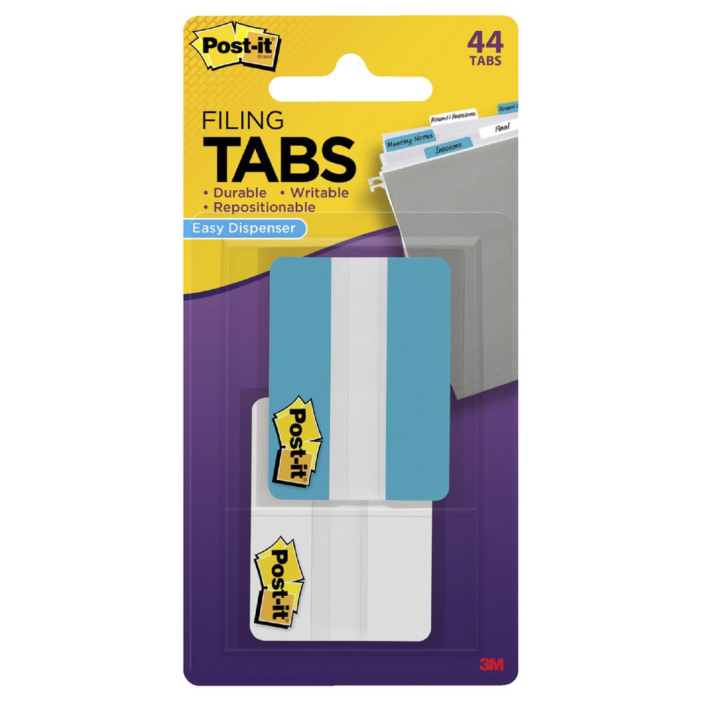 Post-it Tabs 50 x 38mm Aqua/White 2 Pack