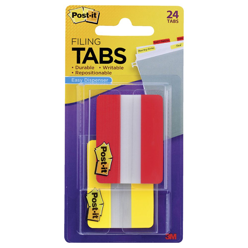 Post-it Durable Tabs 50 x 38mm Yellow/Red 2 Pack