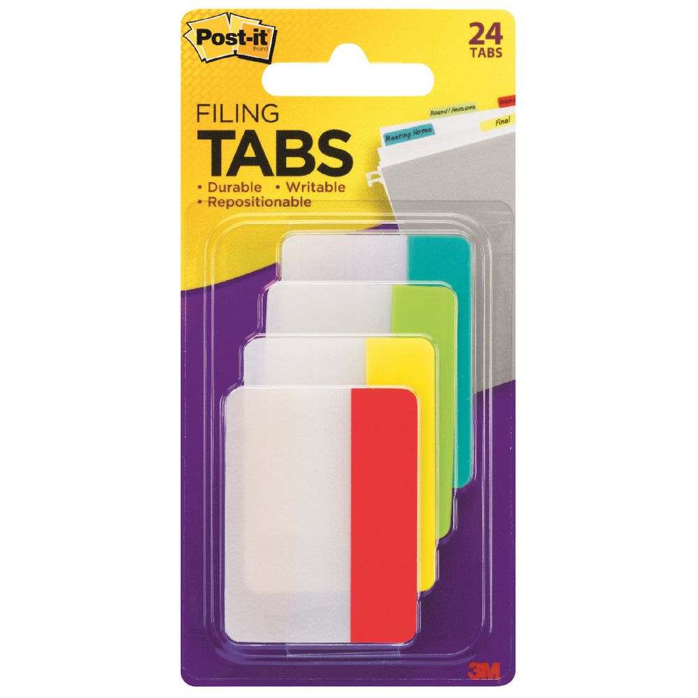 Post-it Durable Tabs 50 x38mm Assorted 4 Pack