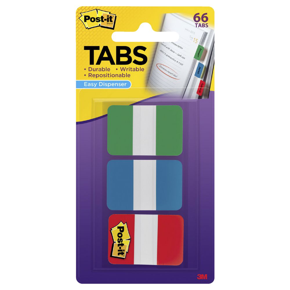 Post-it Tabs 25 x38mm Green/Blue/Red 3 Pack