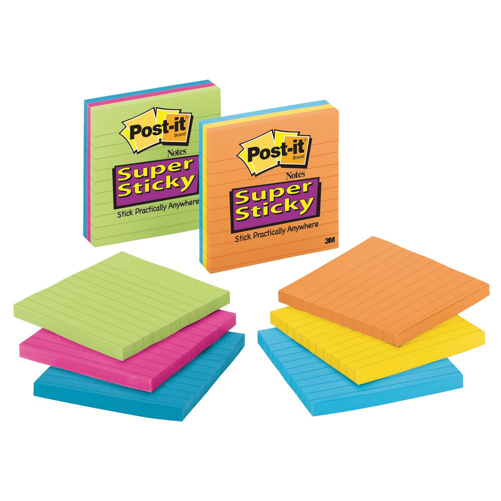 Post-it Super Sticky Lined Notes Assorted 3 Pack