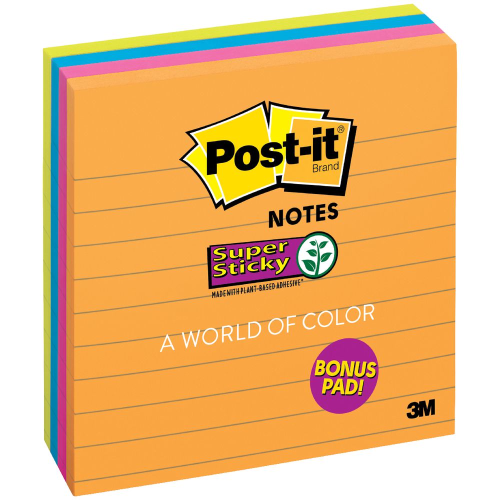 Post-it Super Sticky Lined Notes Assorted 3 Pack