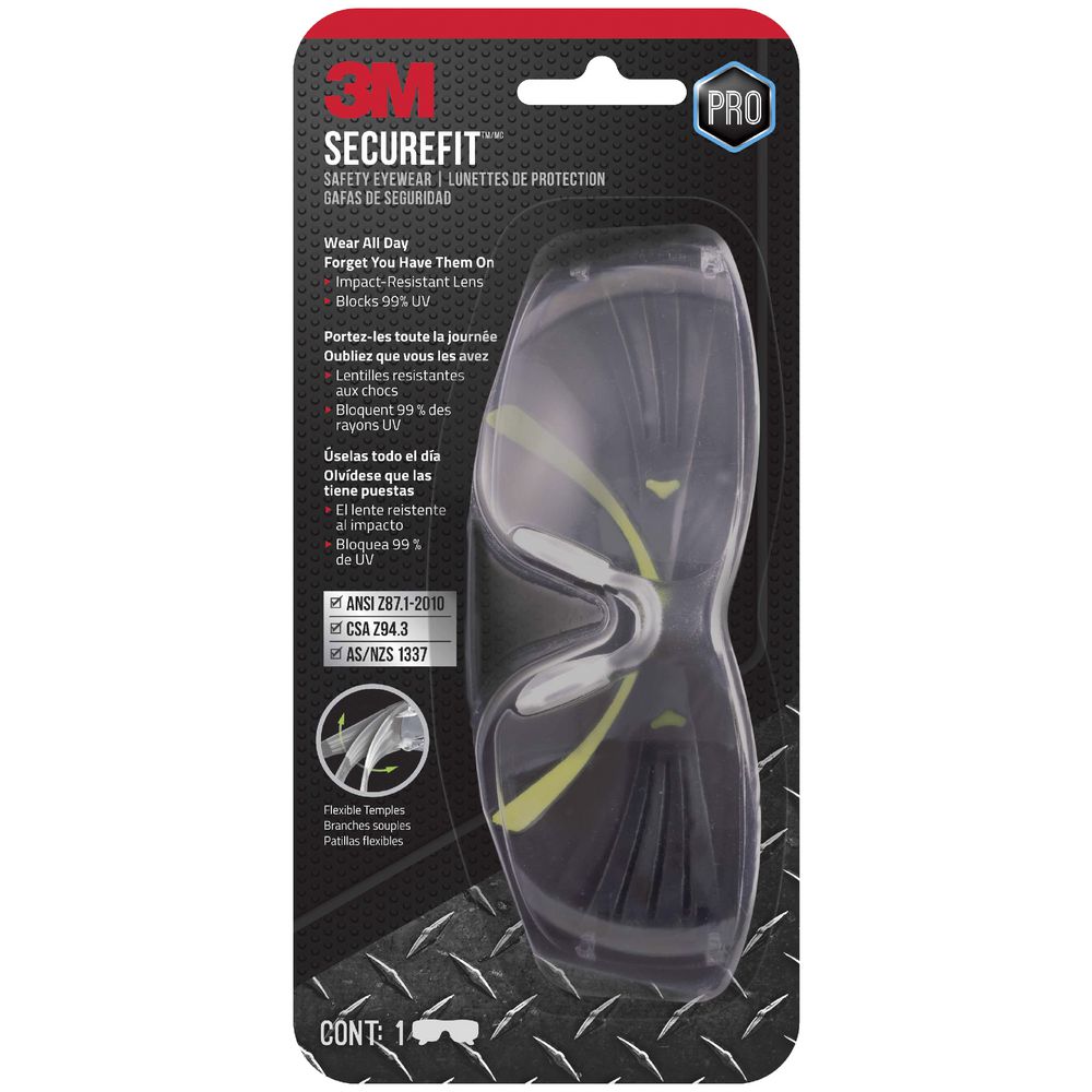 3M SecureFit 400 Safety Eyewear Clear