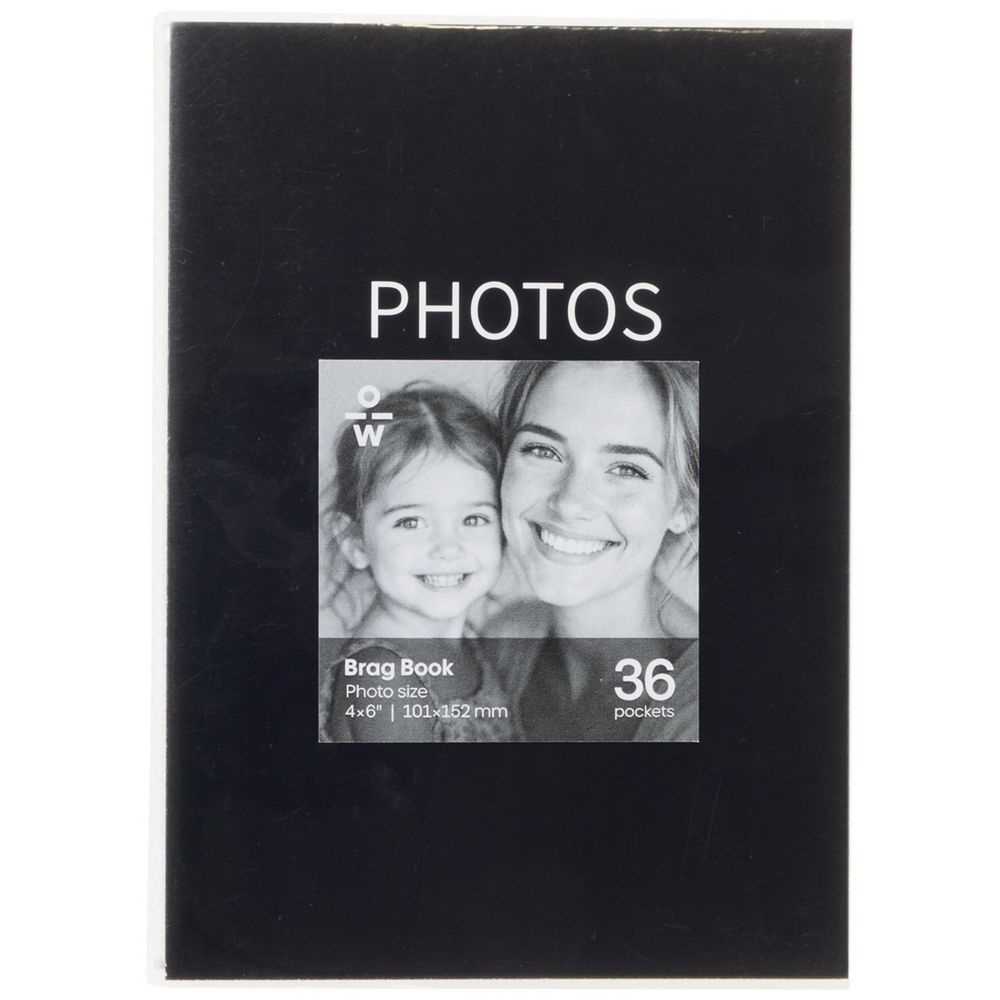 Photo Frame Officeworks Officeworks 6x4 Brag Book Black 36 Pocket | Officeworks