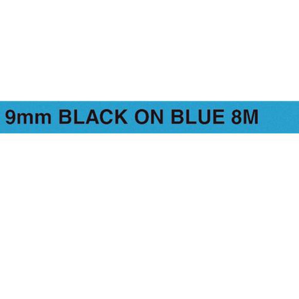 Brother Tape 9mm x 8m Black on Blue TZe-221