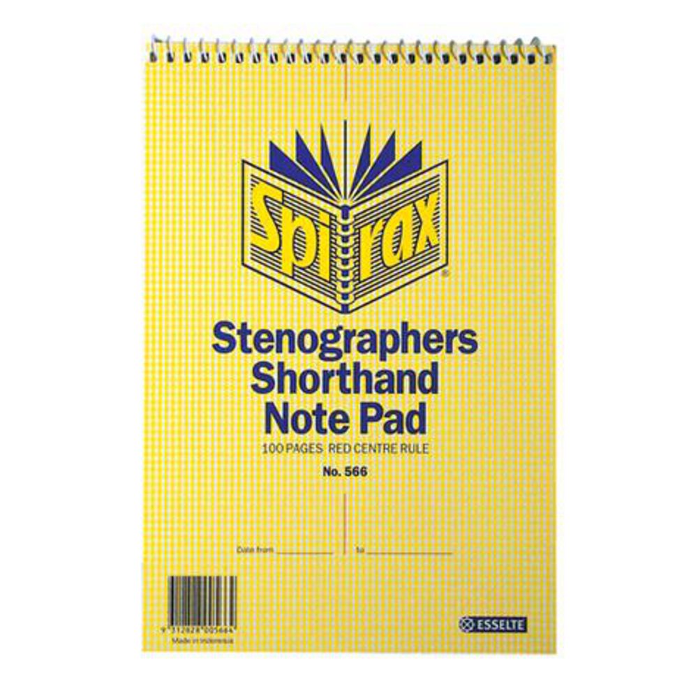 Spirax No. 566 Stenographer Shorthand Notepad 100 Page