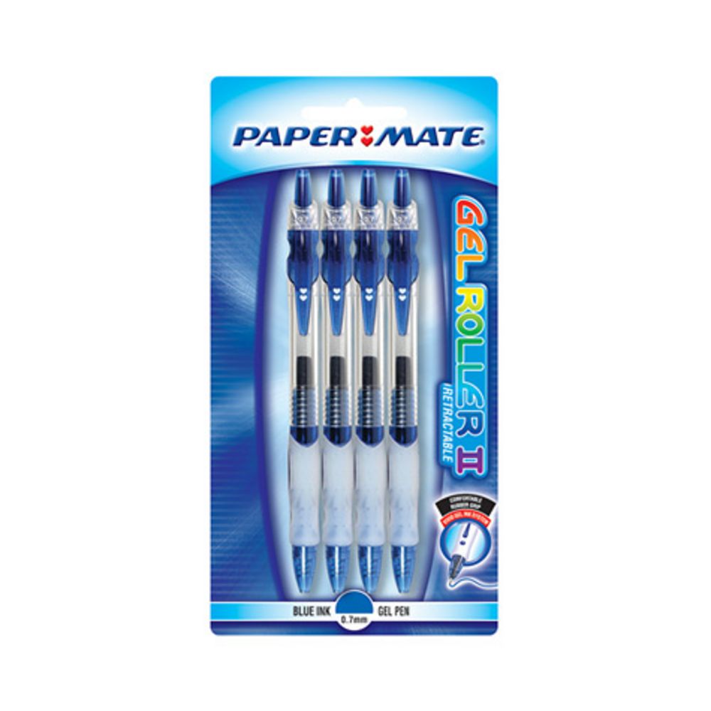 PaperMate Gel Roller II Retractable Gel Pens Blue 4 Pack