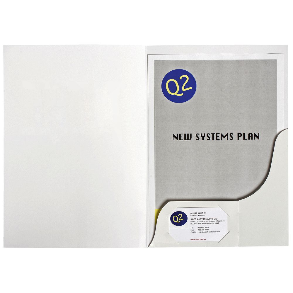 Marbig A4 Presentation Folder Matte White 50 Pack