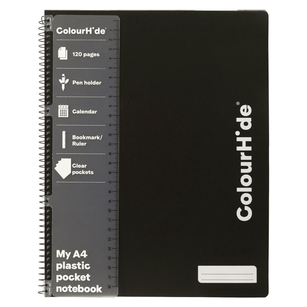 ColourHide My 4 Pocket Notebook A4 120 Page Black