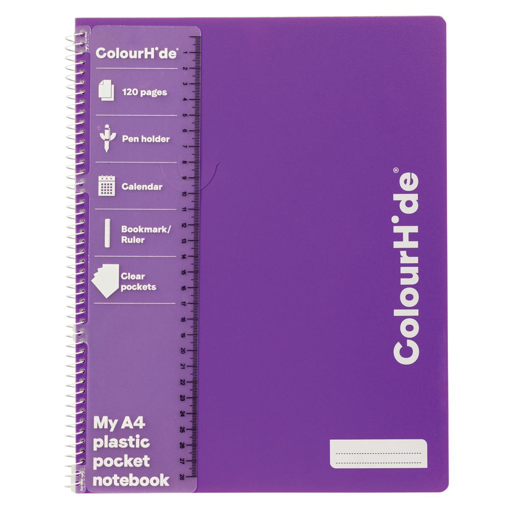 ColourHide My 4 Pocket Notebook A4 120 Page Purple