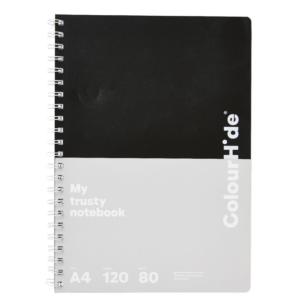 ColourHide My Trusty A4 Spiral Notebook 120 Page Black