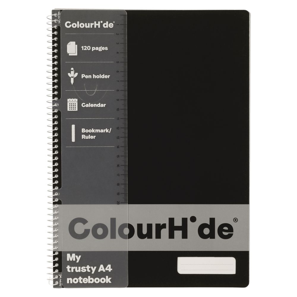ColourHide My Trusty A4 Notebook 120 Page Fluoro Black