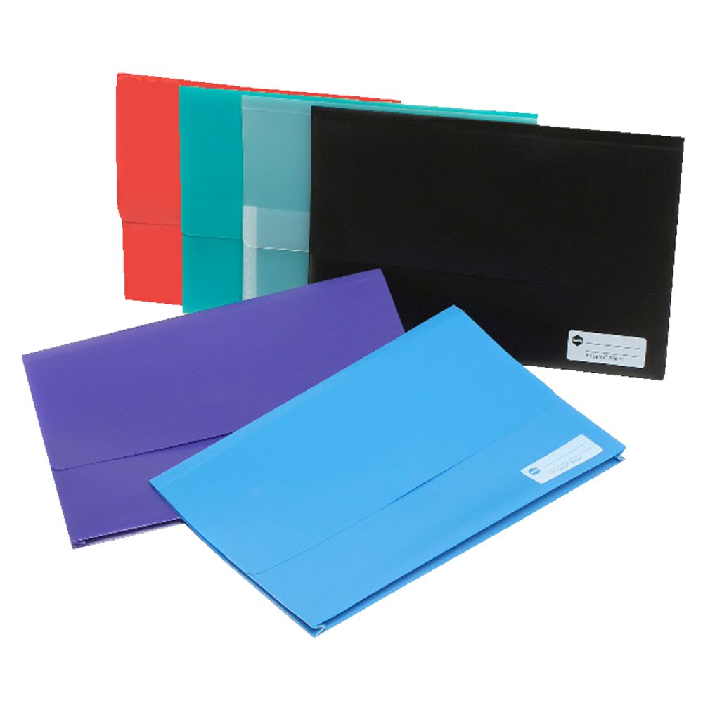 Document Wallet Foolscap PP Hook and Loop Closure Blue
