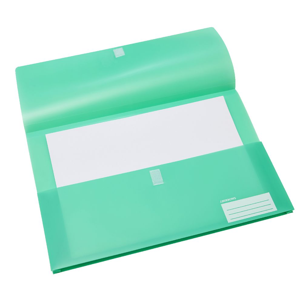 Document Wallet Foolscap PP Hook and Loop Closure Green