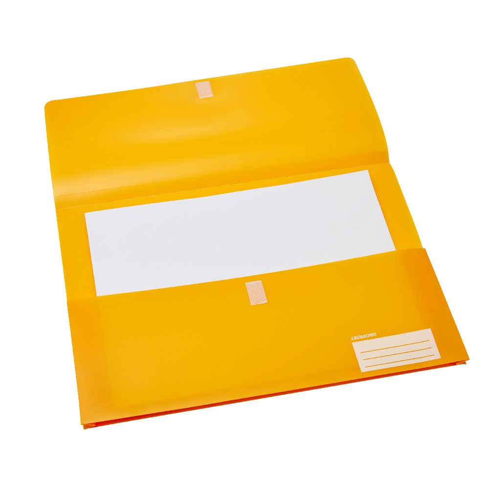 Document Wallet Foolscap PP Hook and Loop Closure Orange