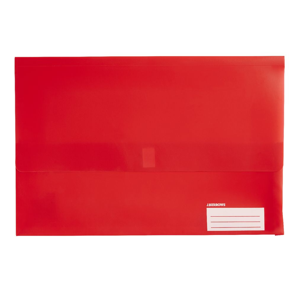 Document Wallet Foolscap PP Hook and Loop Closure Red