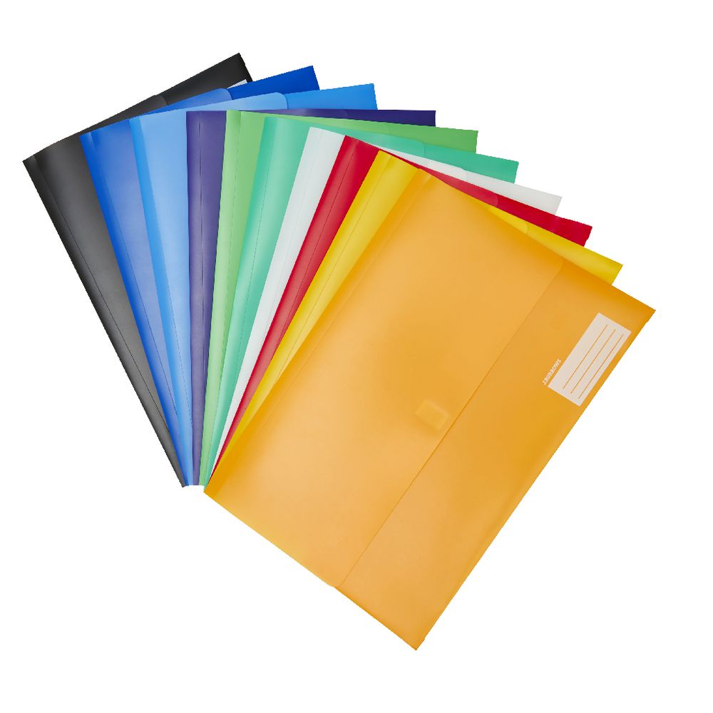 Document Wallet Foolscap PP Hook and Loop Closure Yellow