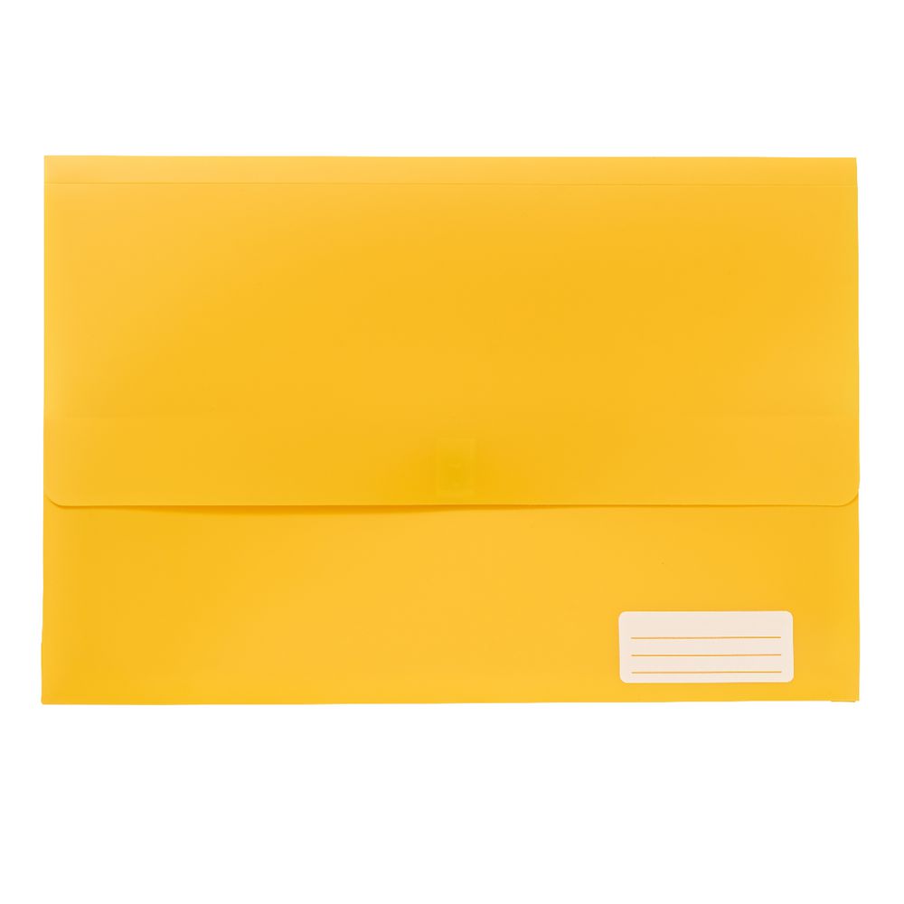 Document Wallet Foolscap PP Hook and Loop Closure Yellow
