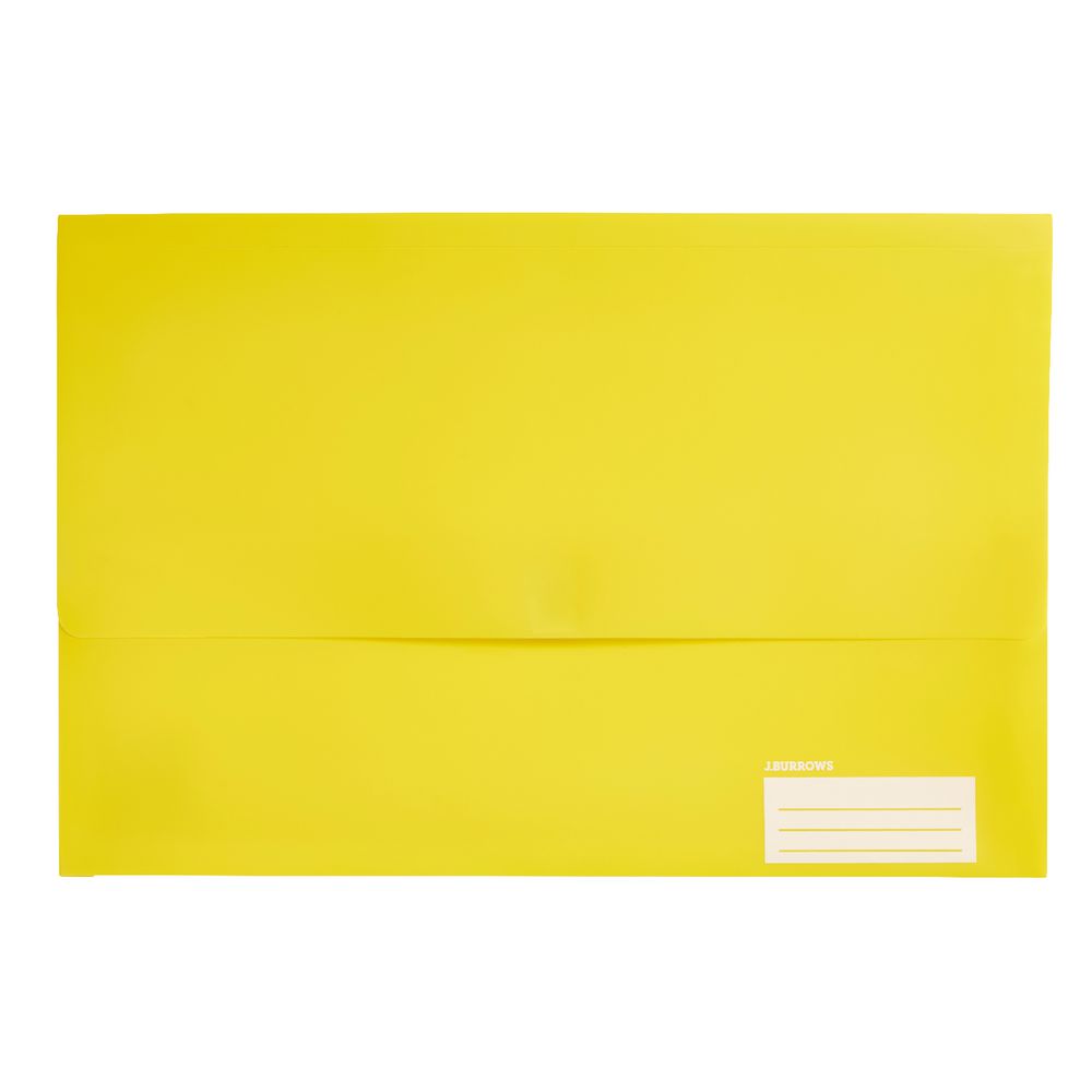 Document Wallet Foolscap PP Hook and Loop Closure Yellow