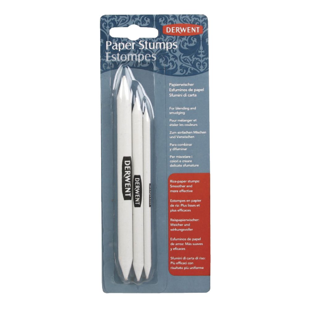 Derwent Paper Stump Tortillion Pack of 3 Sizes Blend Pencil Charcoal /& Pastel