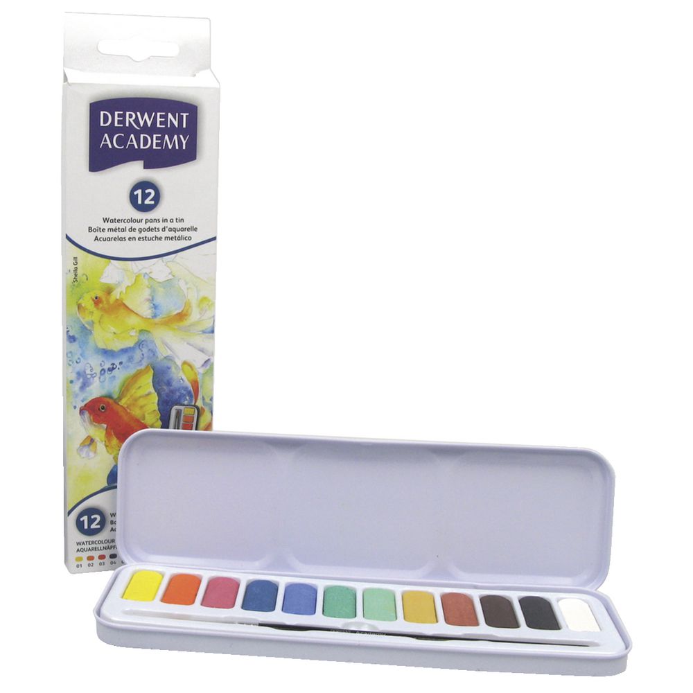 Derwent Academy Watercolour Paint Set 12 Pack