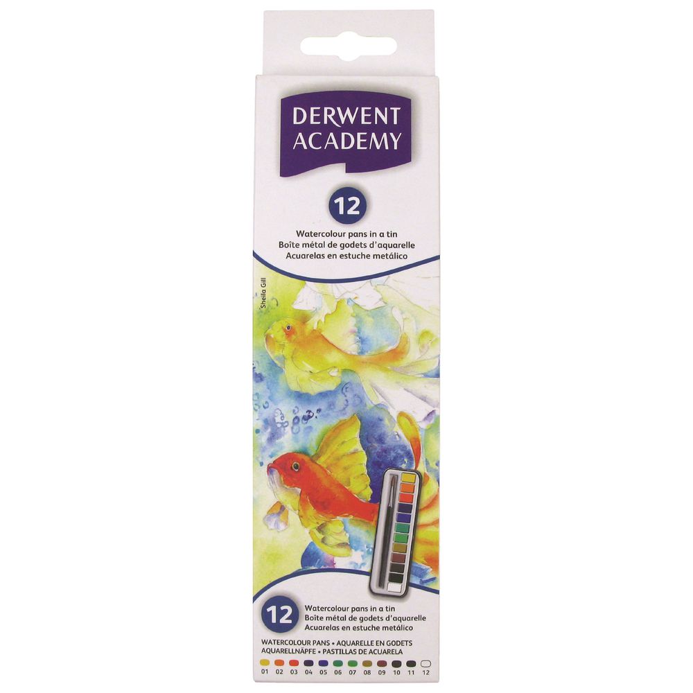 Derwent Academy Watercolour Paint Set 12 Pack