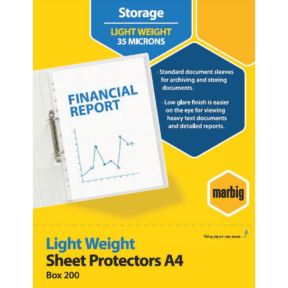 Marbig A4 Light Weight Sheet Protector 200 Pack