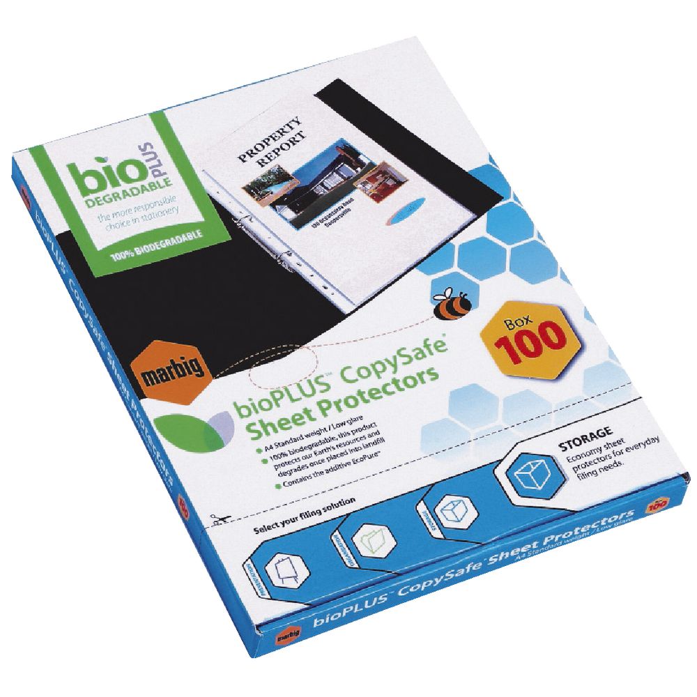 Marbig Sheet Protector A4 Biodegradable 100 Pack