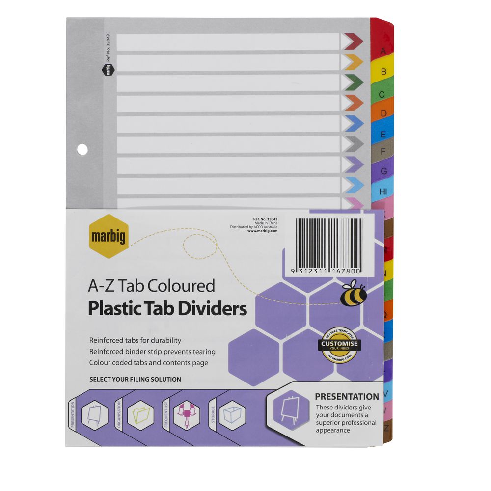 Marbig Reinforced A5 A-Z Tab Divider