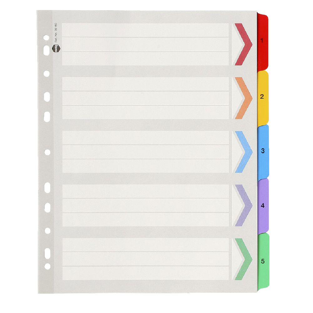 Marbig A4 Extra Wide Reinforced Manilla Divider 1-5 Tab