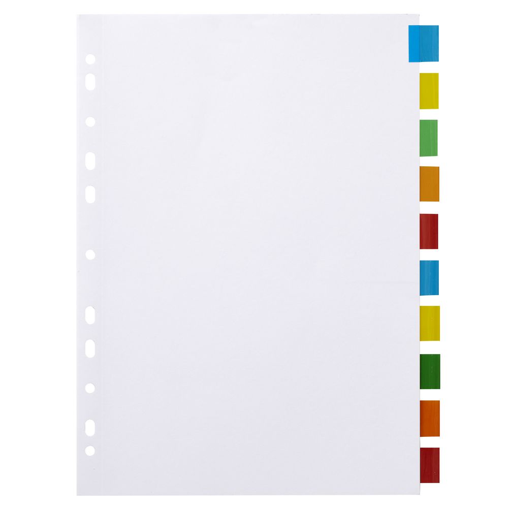 Marbig A4 Insertable Divider with 10 Coloured Tabs