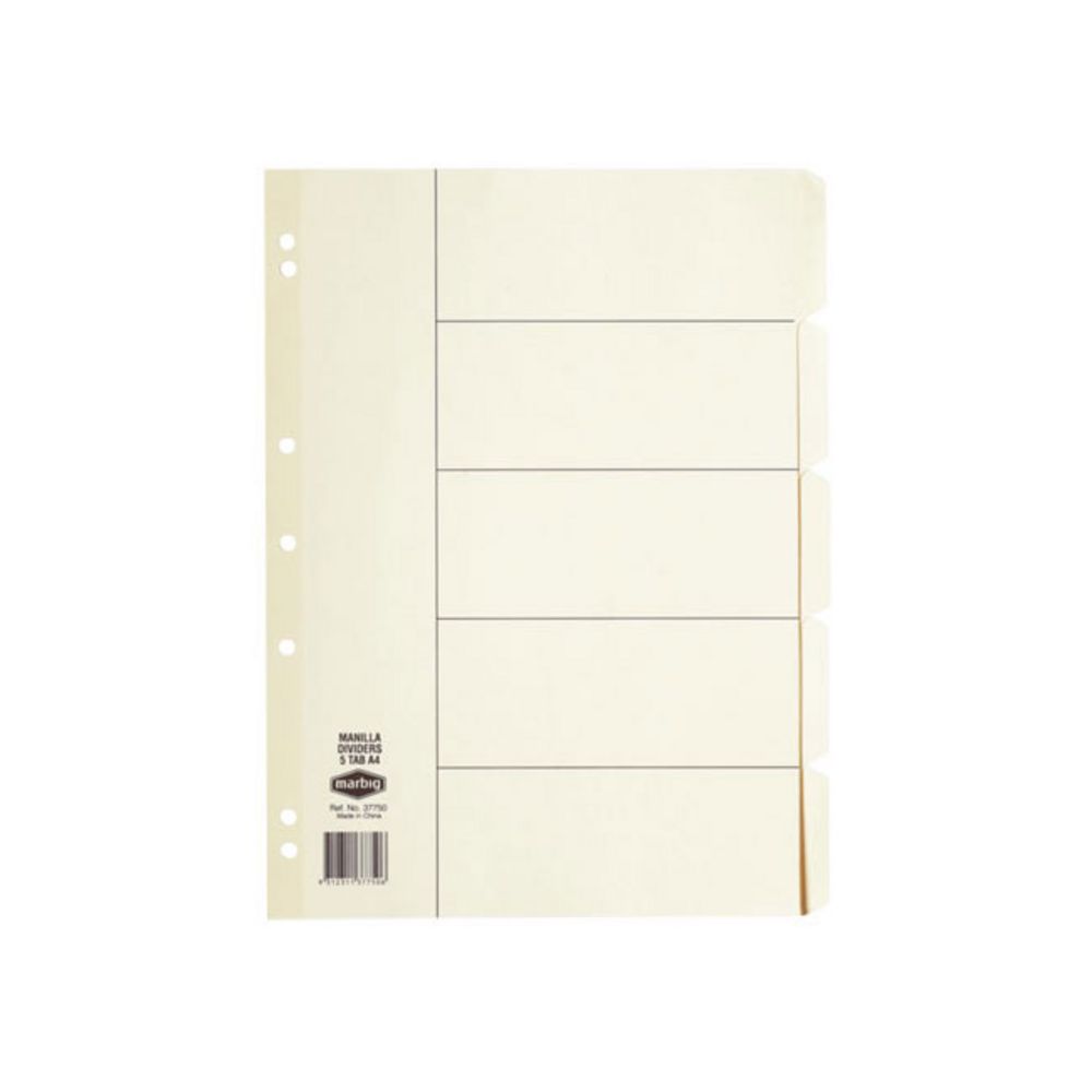 Marbig A4 Divider 5 Tab 20 Pack