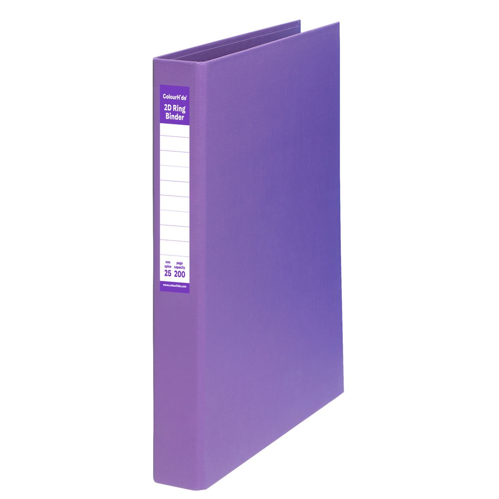 ColourHide Binder A4 2 D-Ring 25mm Purple