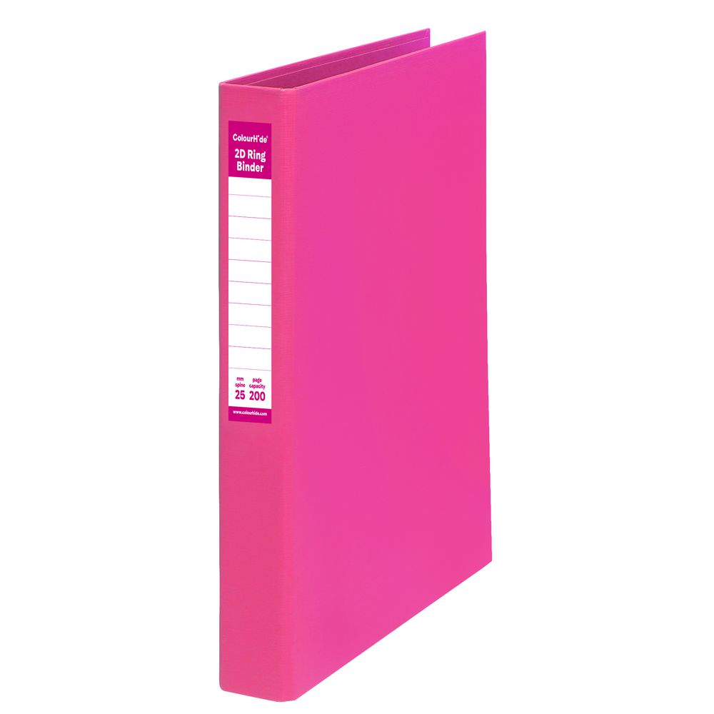 ColourHide Binder A4 2 D-Ring 25mm Pink