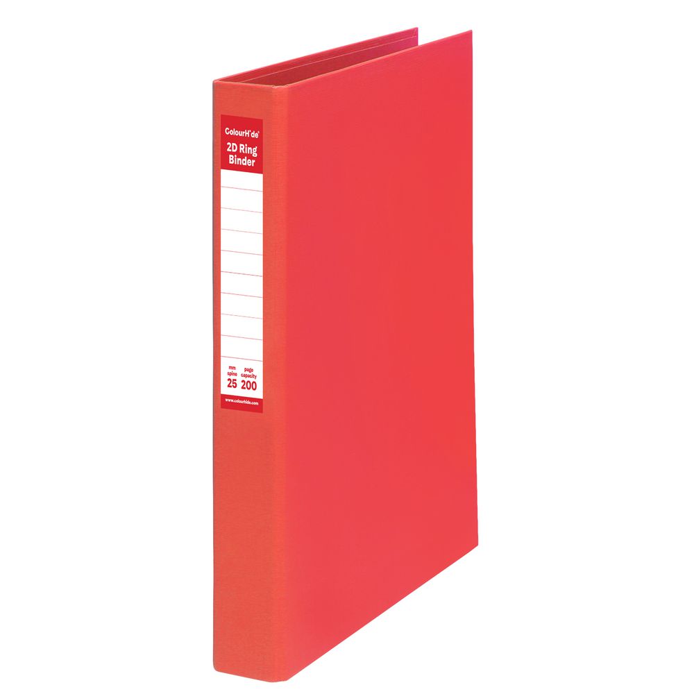 ColourHide Binder A4 2 D-Ring 25mm Red