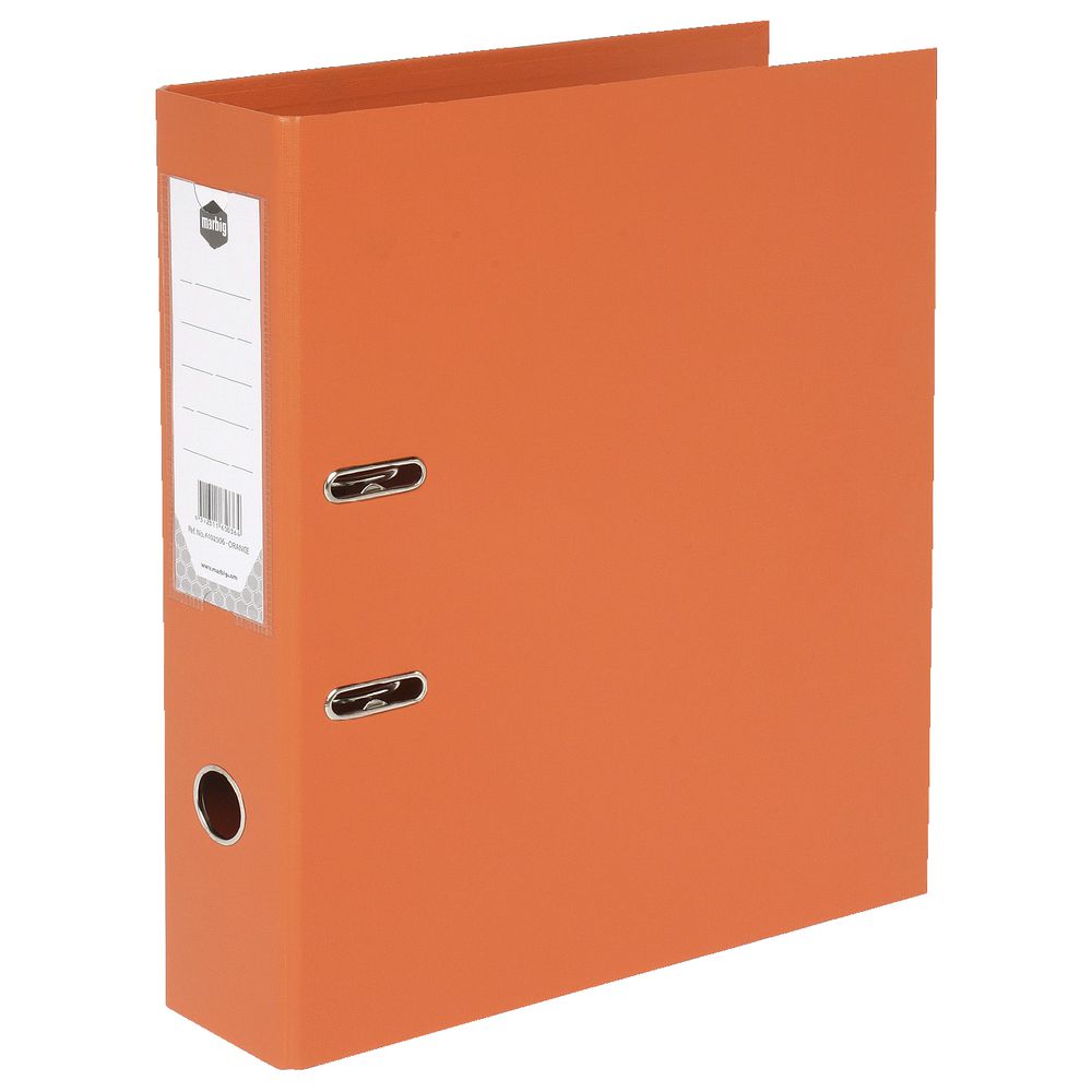 Marbig Foolscap 2 Ring Lever Arch File PVC Orange
