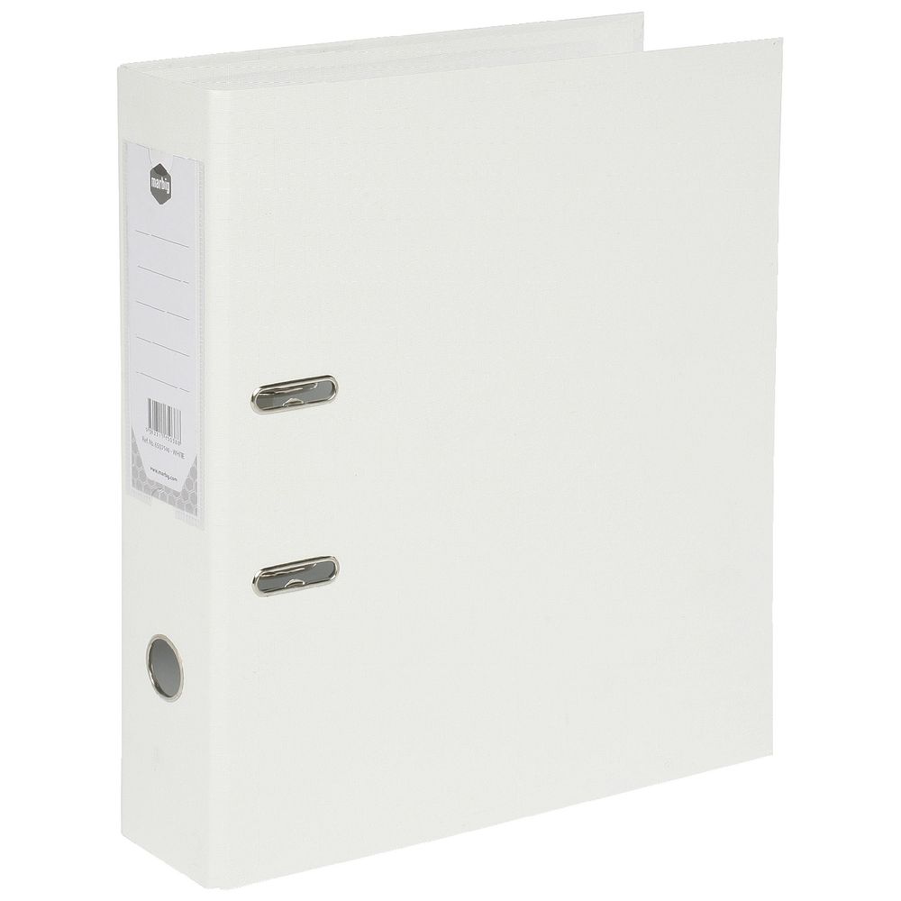 Marbig Foolscap 2 Ring Lever Arch File PVC White