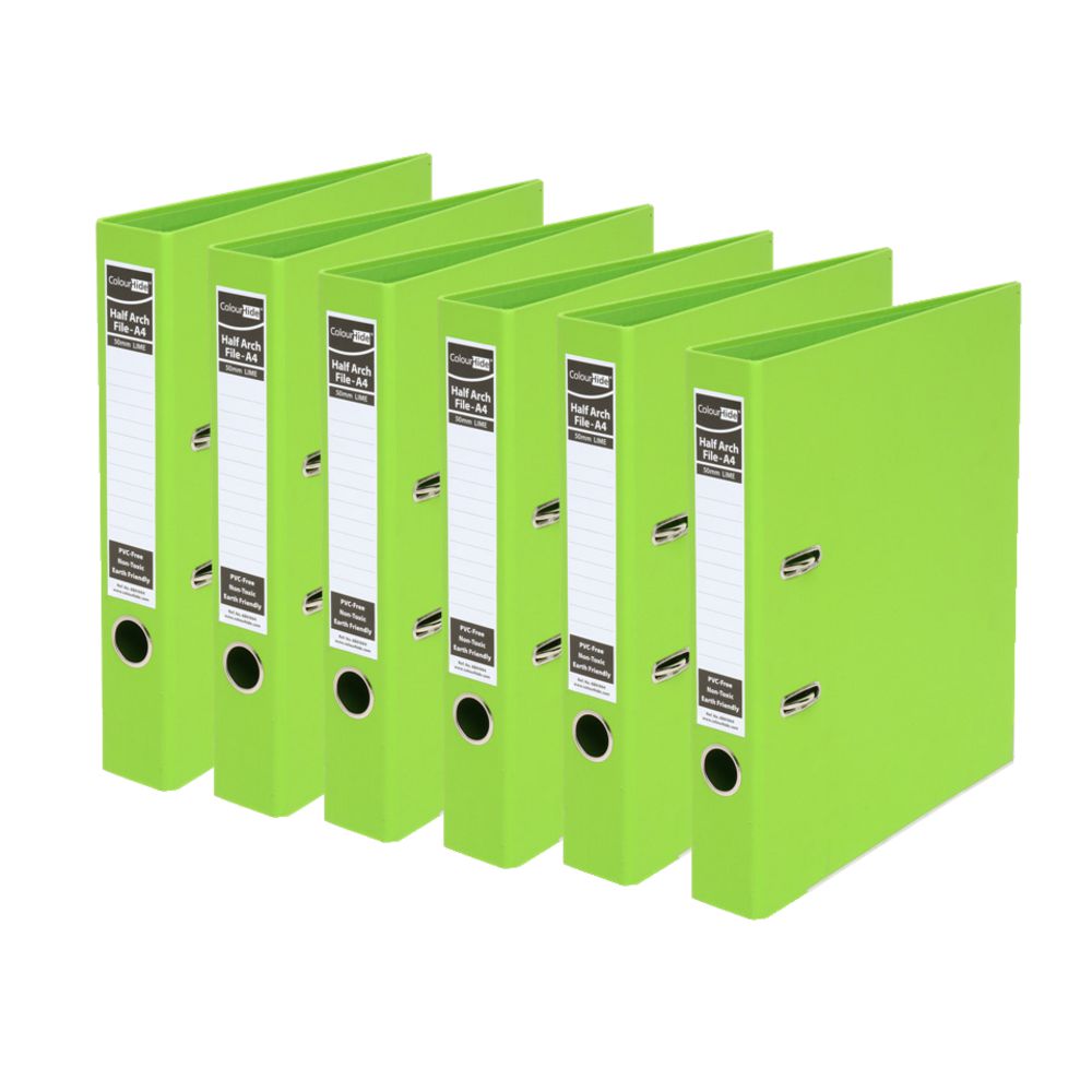 ColourHide A4 2 Ring Half Lever Arch Lime 15 Pack
