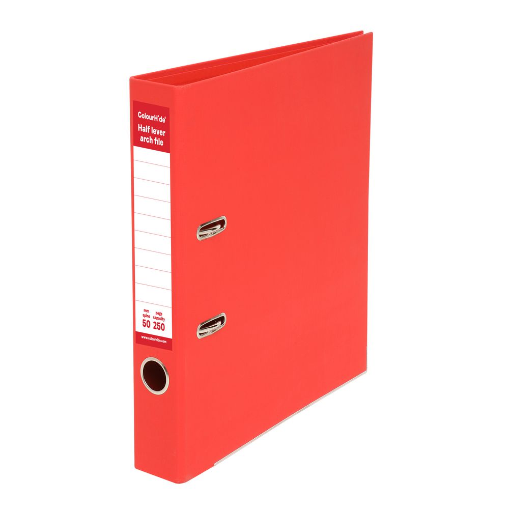 ColourHide Half Lever Arch A4 2 Ring PE Red