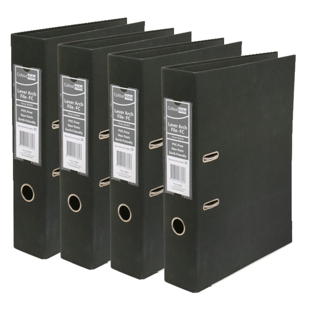 ColourHide Lever Arch A4 2 Ring PE Black 12 Pack