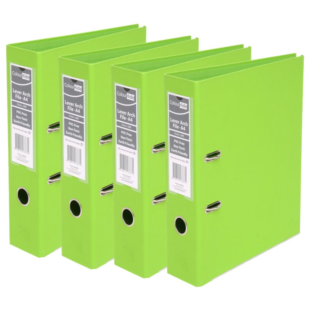 ColourHide A4 2 Ring Lever Arch Lime 12 Pack