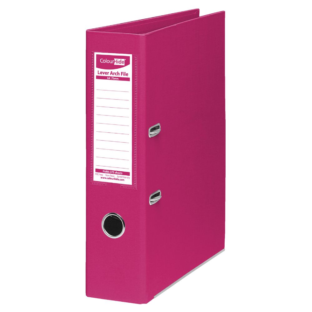 ColourHide Lever Arch Folder A4 2 Ring PE Pink