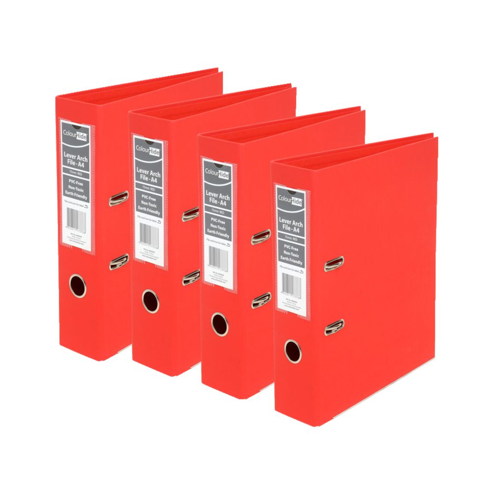 ColourHide A4 2 Ring Lever Arch Red 12 Pack