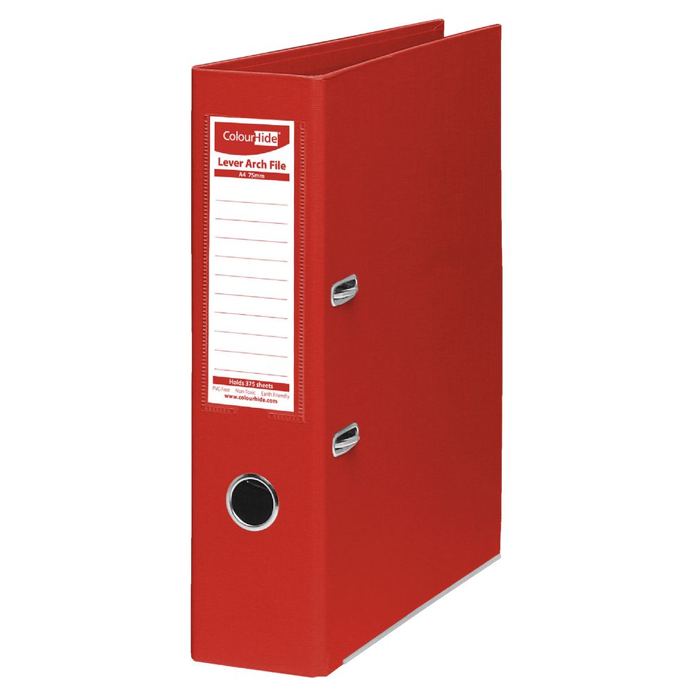 ColourHide Lever Arch Folder A4 2 Ring PE Red