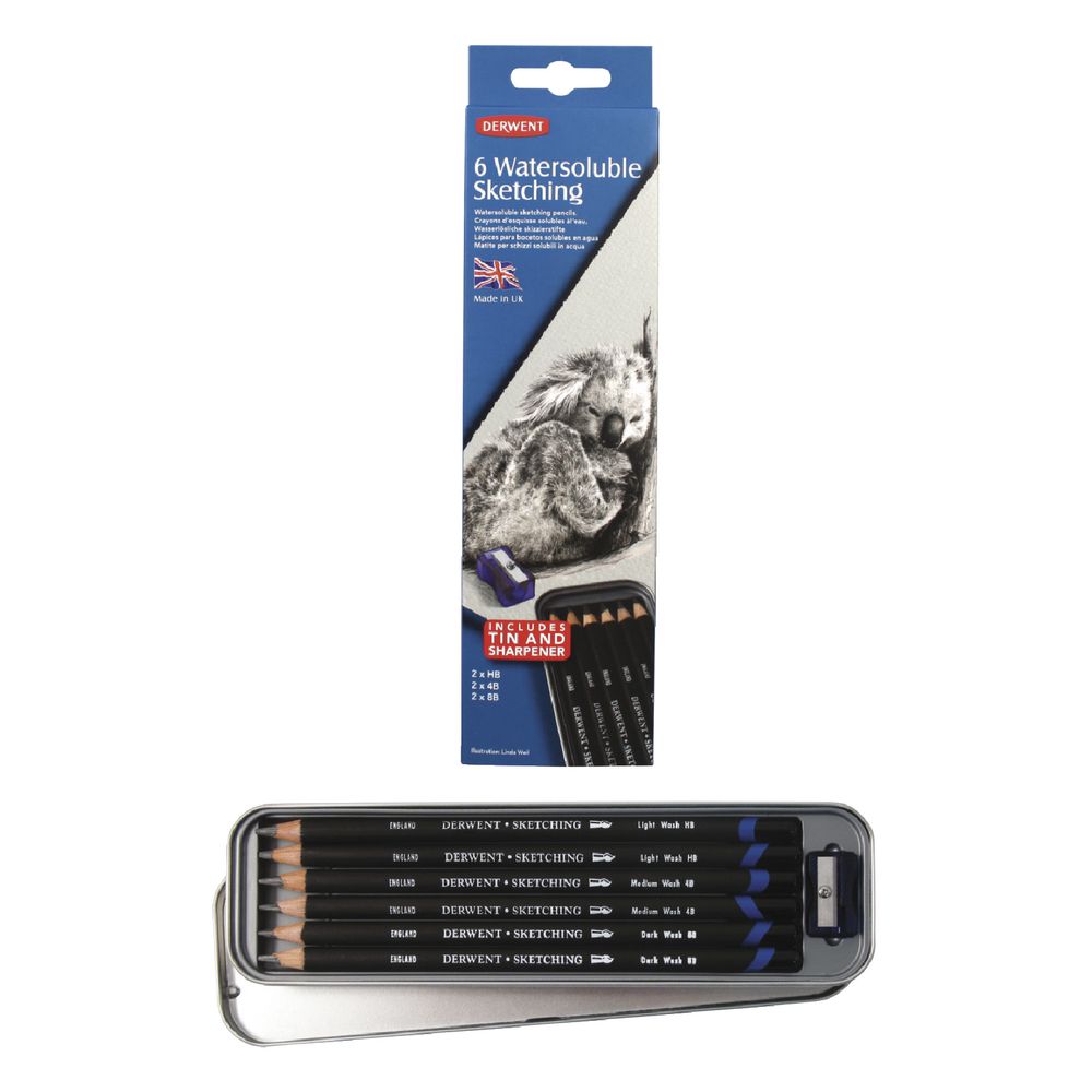 Derwent Watersoluble Sketching Tin 6 Pack