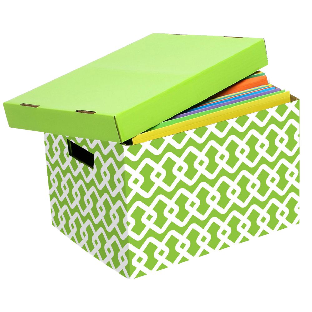 Marbig Patterned Archive Box Green and White
