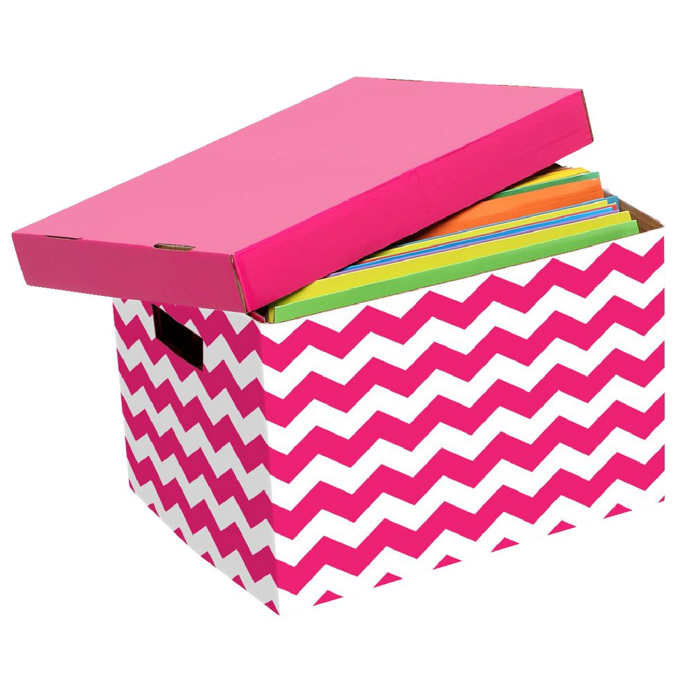 Marbig Patterned Archive Box Pink and White