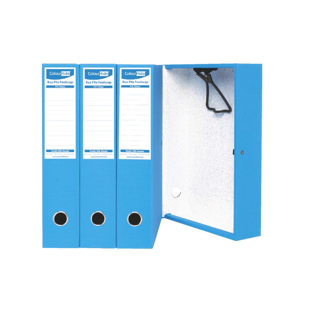 ColourHide Box File Foolscap PE Blue